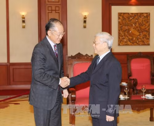 越共中央总书记阮富仲会见世界银行行长金墉 ảnh 1 越共中央总书记阮富仲会见世界银行行长金墉 ảnh 1