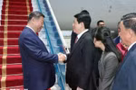 越南国家主席梁强来到内排国际机场迎接习近平一行。图自越通社 