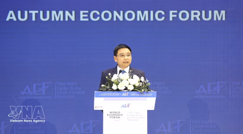 越南政府副总理阮文胜在会上发表讲话。图自越通社