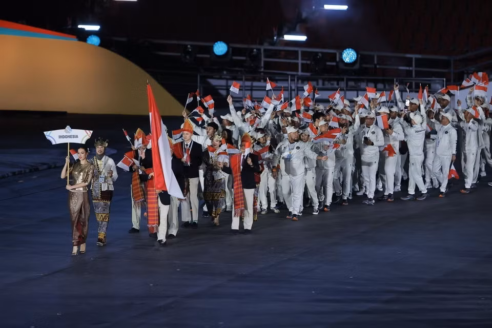 印度尼西亚体育代表团参加在泰国举行的第33届东南亚运动会。图自越通社