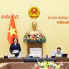 国会副主席阮氏红发表讲话。图自越通社