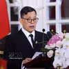 泰国国王玛哈·哇集拉隆功在招待宴会上发表讲话。图自越通社