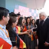 1月24日，德国总统弗兰克-瓦尔特·施泰因迈尔前来造访越德大学。图自越通社