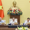 越南国会主席陈青敏发表讲话。图自越通社