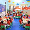 宣光省河江2坊玫瑰幼儿园的师生们共同纪念越南南部解放和国家统一51周年。图自越通社